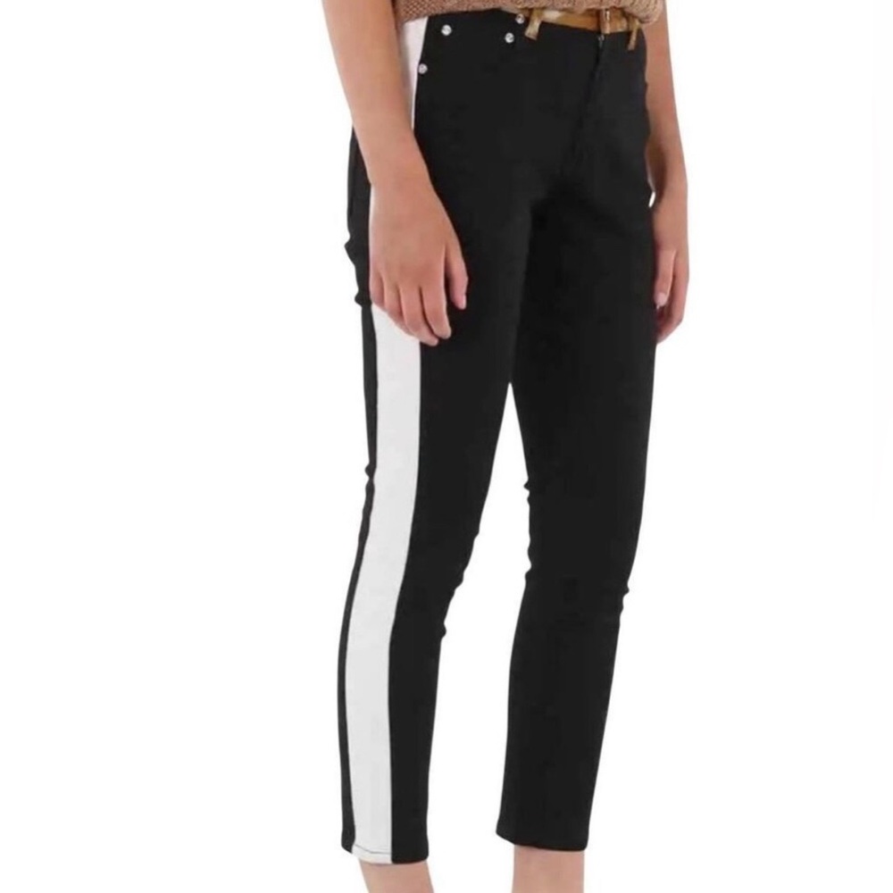 Burberry Black and White Side-Stripe Pants